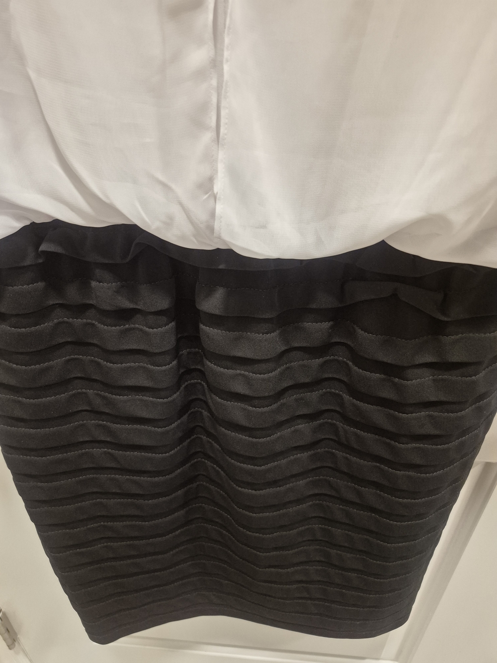 MSK White Blouson Top with Black Textured Midi Skirt - Picture 4 of 4